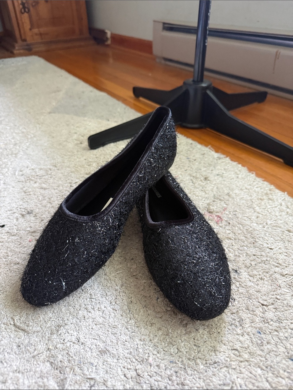 No Boundaries Black Sparkle Slip-On Flats